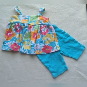 Little Wonders Floral Blue Outfit Size 3-6 Months Shirt Pants